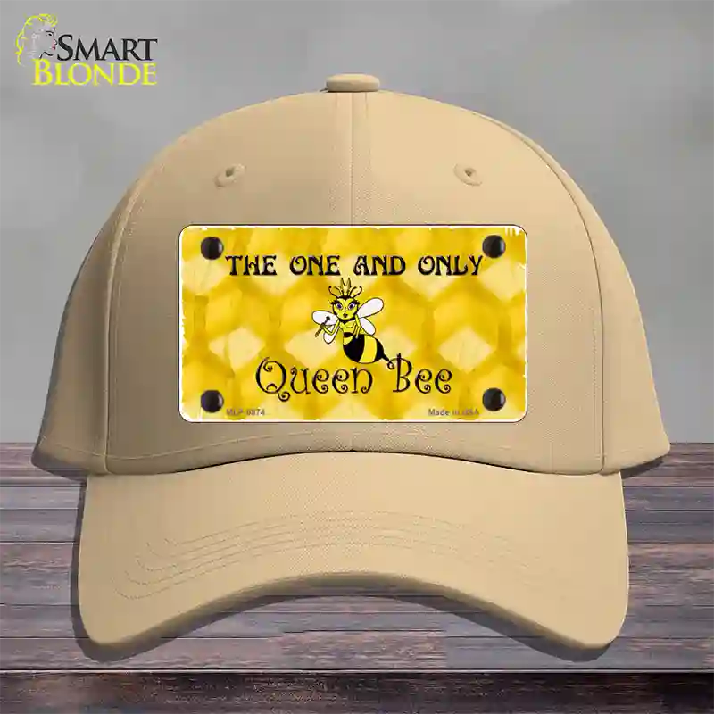 Queen Bee Honey Comb Novelty License Plate Hat Cotton / Khaki