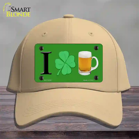 Shamrock Beer Novelty License Plate Hat Cotton / Khaki