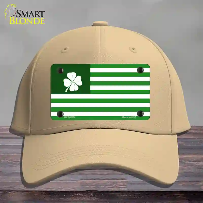 Green Shamrock Flag Novelty License Plate Hat Cotton / Khaki