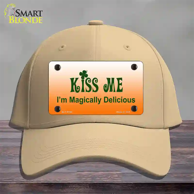 Kiss Me Novelty License Plate Hat Cotton / Khaki