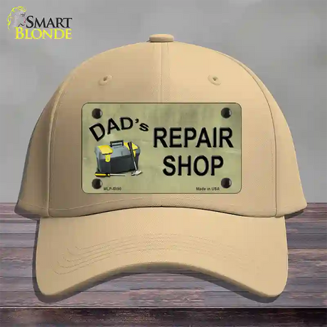 Dads Repair Shop Novelty License Plate Hat Cotton / Khaki