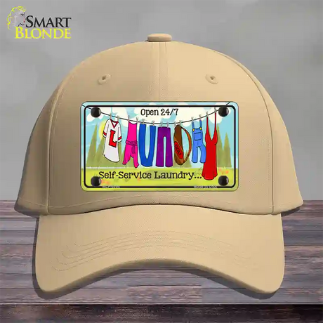 Laundry Self Service Novelty License Plate Hat Cotton / Khaki