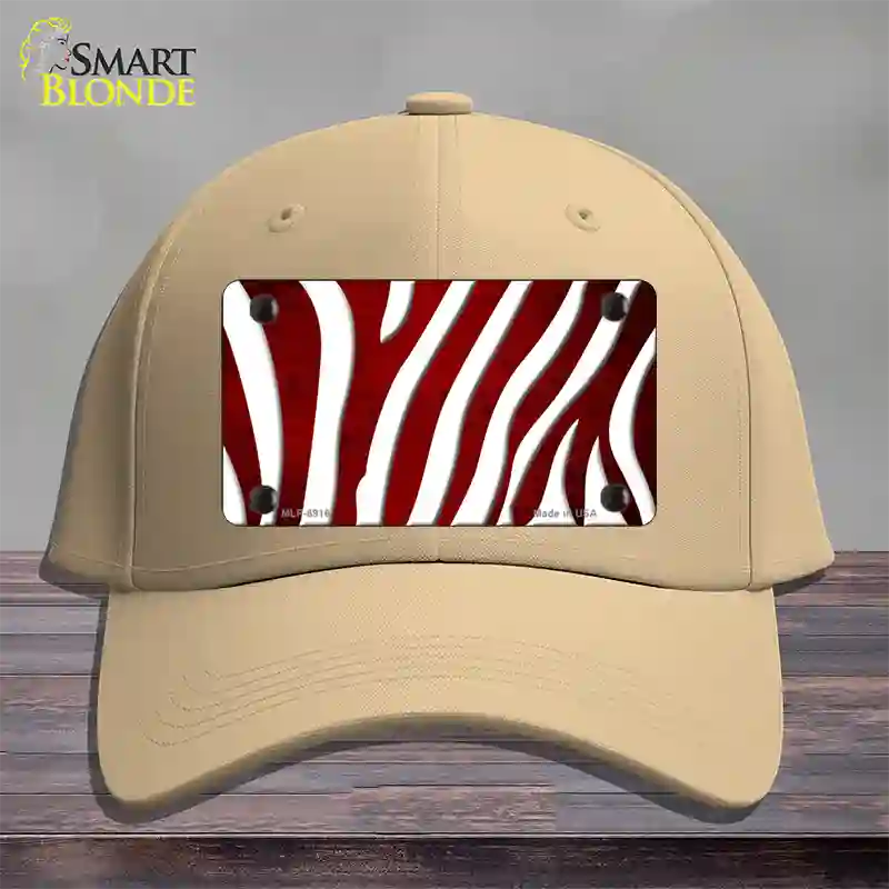 Red White Zebra Oil Rubbed Novelty License Plate Hat Cotton / Khaki