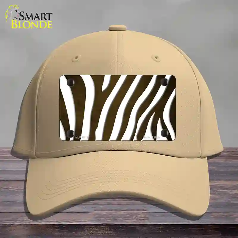 Brown White Zebra Oil Rubbed Novelty License Plate Hat Cotton / Khaki