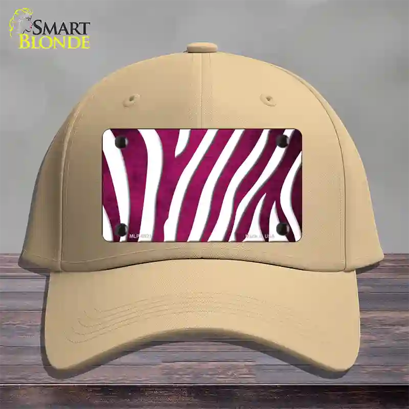 Pink White Zebra Oil Rubbed Novelty License Plate Hat Cotton / Khaki