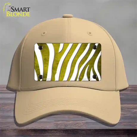 Yellow White Zebra Oil Rubbed Novelty License Plate Hat Cotton / Khaki