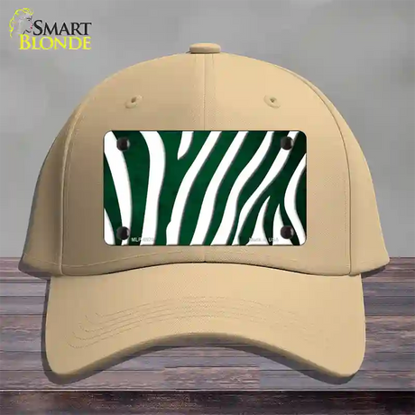 Green White Zebra Oil Rubbed Novelty License Plate Hat Cotton / Khaki