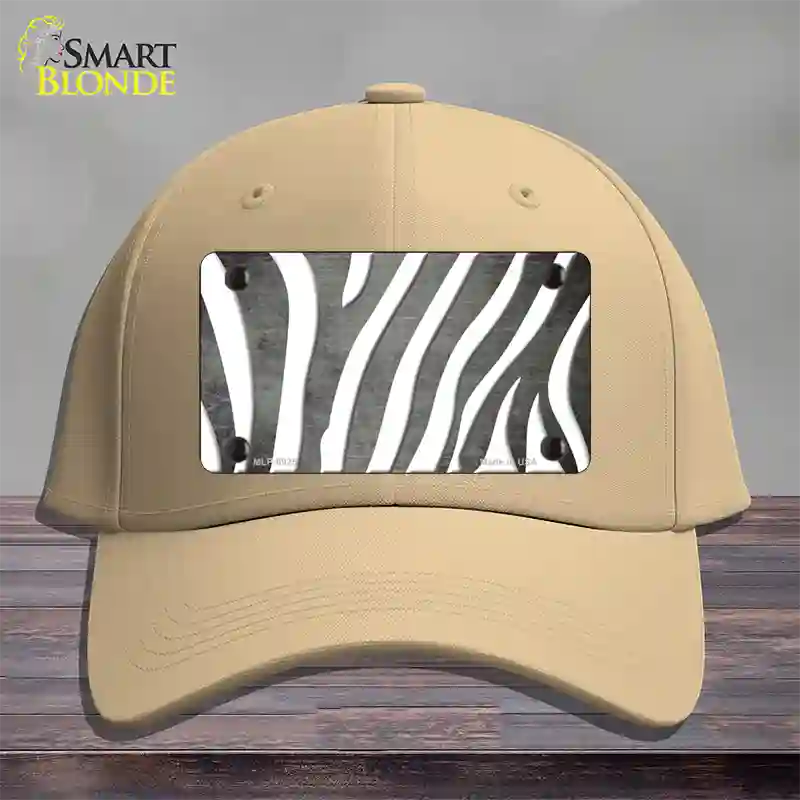 Gray White Zebra Oil Rubbed Novelty License Plate Hat Cotton / Khaki