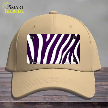 Purple White Zebra Oil Rubbed Novelty License Plate Hat Cotton / Khaki