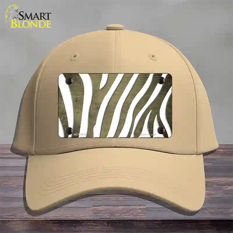 Gold White Zebra Oil Rubbed Novelty License Plate Hat Cotton / Khaki