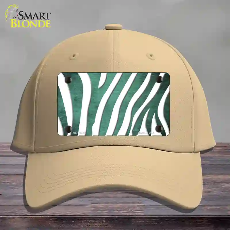 Mint White Zebra Oil Rubbed Novelty License Plate Hat Cotton / Khaki