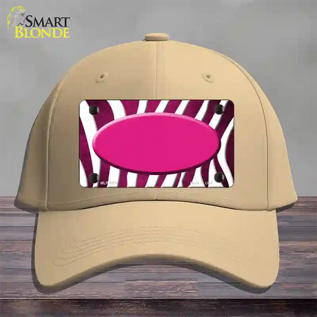 Pink White Zebra Oval Oil Rubbed Novelty License Plate Hat Cotton / Khaki