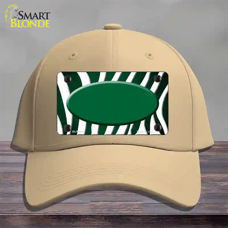 Green White Zebra Oval Oil Rubbed Novelty License Plate Hat Cotton / Khaki