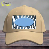 Light Blue White Zebra Oval Oil Rubbed Novelty License Plate Hat Cotton / Khaki