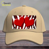 Red White Zebra Hearts Oil Rubbed Novelty License Plate Hat Cotton / Khaki