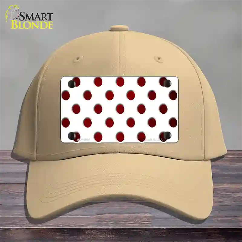 Red White Dots Oil Rubbed Novelty License Plate Hat Cotton / Khaki