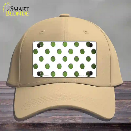 Lime Green White Dots Oil Rubbed Novelty License Plate Hat Cotton / Khaki