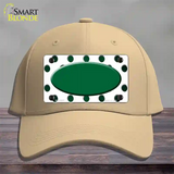 Green White Dots Oval Oil Rubbed Novelty License Plate Hat Cotton / Khaki