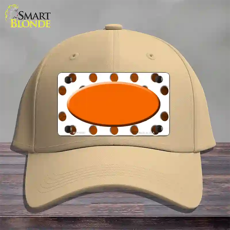 Orange White Dots Oval Oil Rubbed Novelty License Plate Hat Cotton / Khaki