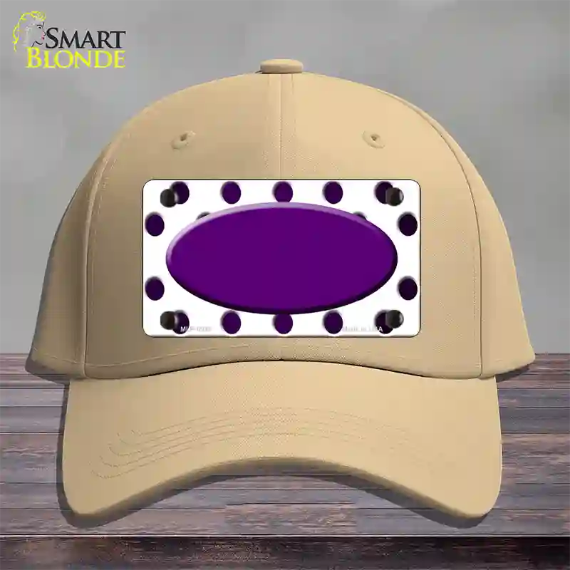 Purple White Dots Oval Oil Rubbed Novelty License Plate Hat Cotton / Khaki