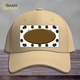 Brown White Dots Oval Oil Rubbed Novelty License Plate Hat Cotton / Khaki