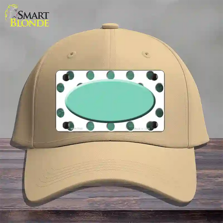 Mint White Dots Oval Oil Rubbed Novelty License Plate Hat Cotton / Khaki