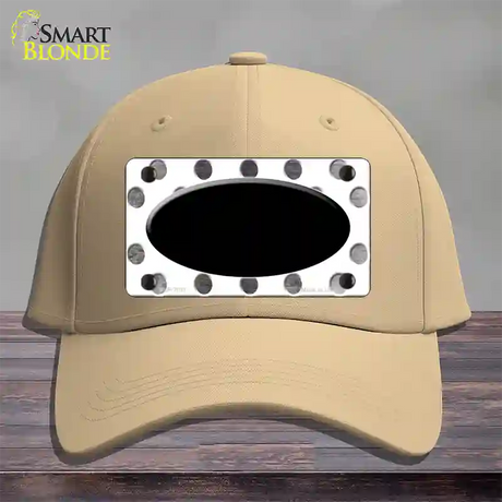 Black White Dots Oval Oil Rubbed Novelty License Plate Hat Cotton / Khaki