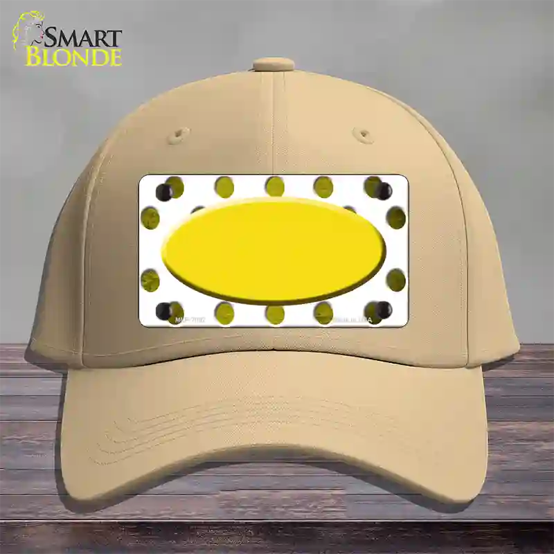 Yellow White Dots Oval Oil Rubbed Novelty License Plate Hat Cotton / Khaki