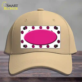 Pink White Dots Oval Oil Rubbed Novelty License Plate Hat Cotton / Khaki