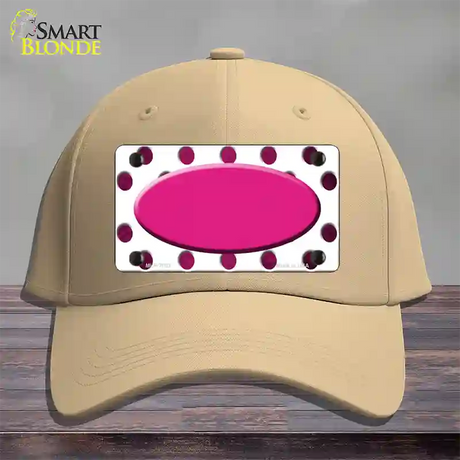 Pink White Dots Oval Oil Rubbed Novelty License Plate Hat Cotton / Khaki