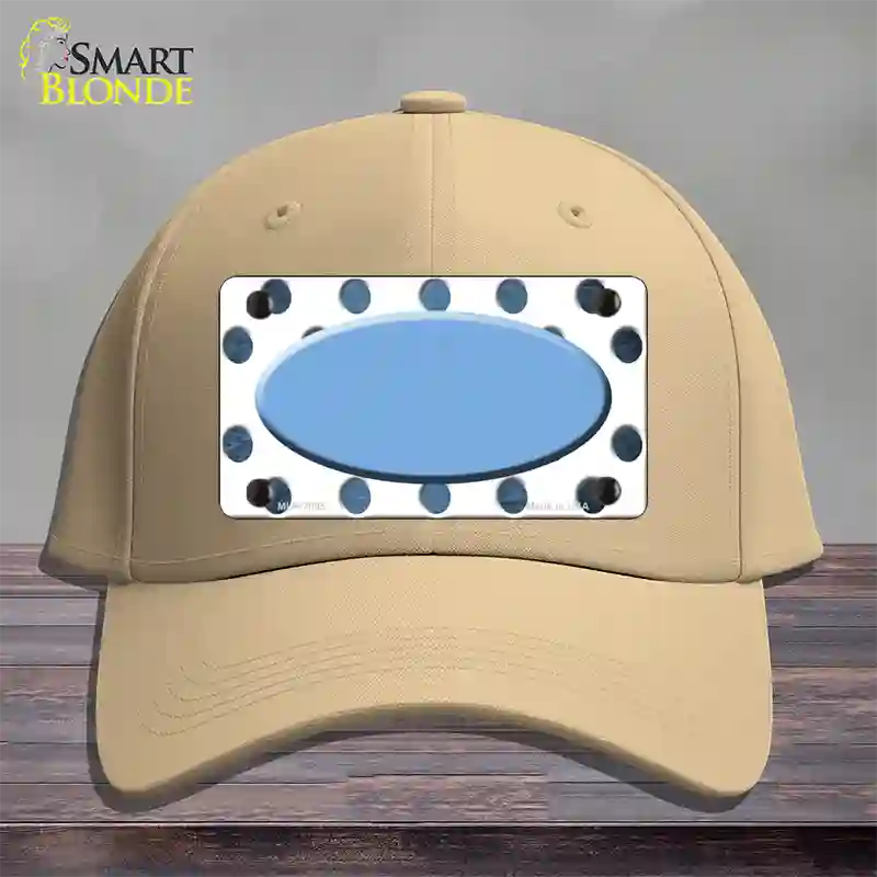 Light Blue White Dots Oval Oil Rubbed Novelty License Plate Hat Cotton / Khaki