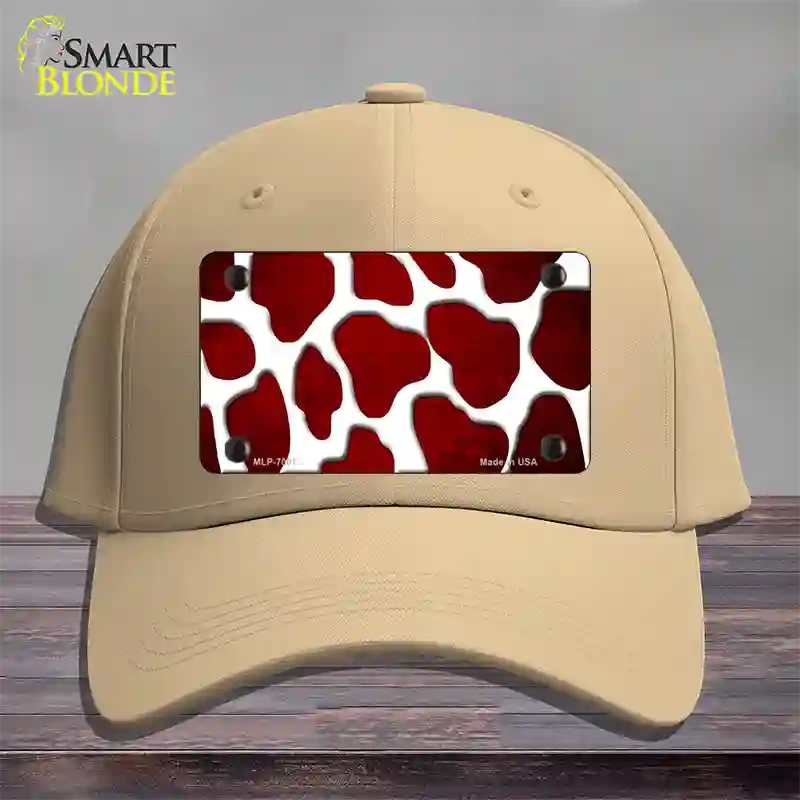 Red White Giraffe Oil Rubbed Novelty License Plate Hat Cotton / Khaki