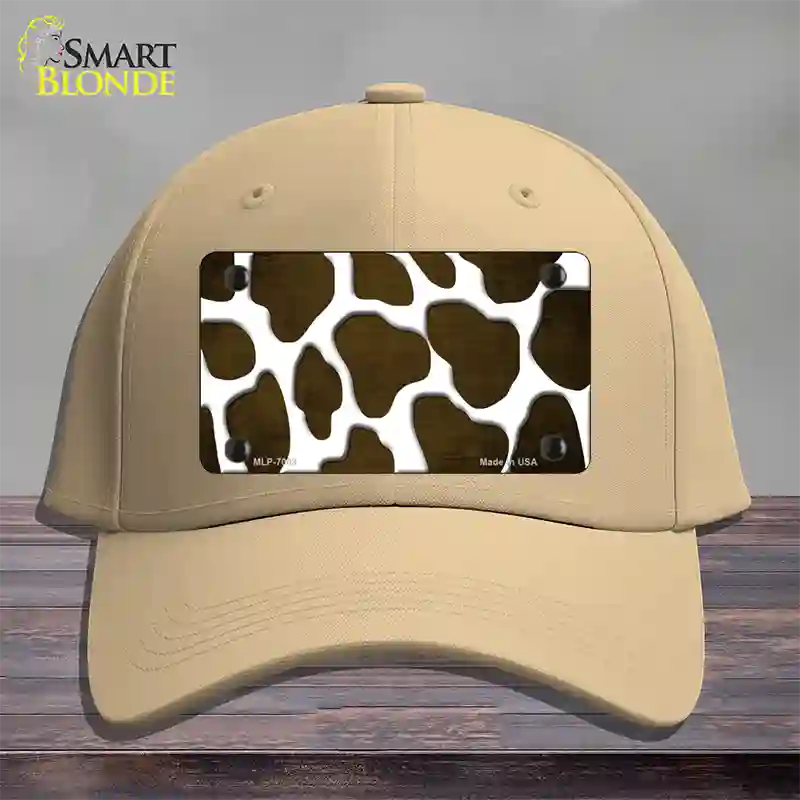 Brown White Giraffe Oil Rubbed Novelty License Plate Hat Cotton / Khaki