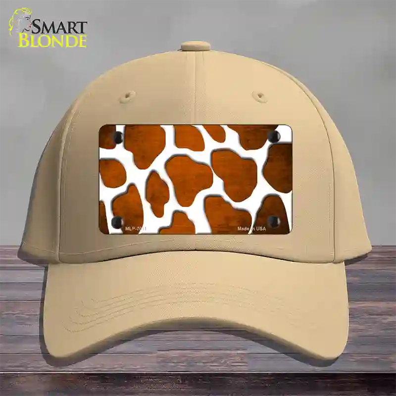 Orange White Giraffe Oil Rubbed Novelty License Plate Hat Cotton / Khaki