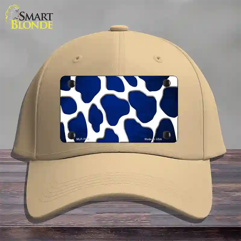 Blue White Giraffe Oil Rubbed Novelty License Plate Hat Cotton / Khaki