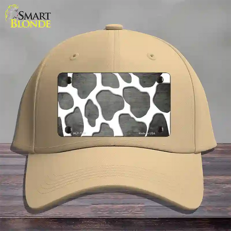 Gray White Giraffe Oil Rubbed Novelty License Plate Hat Cotton / Khaki