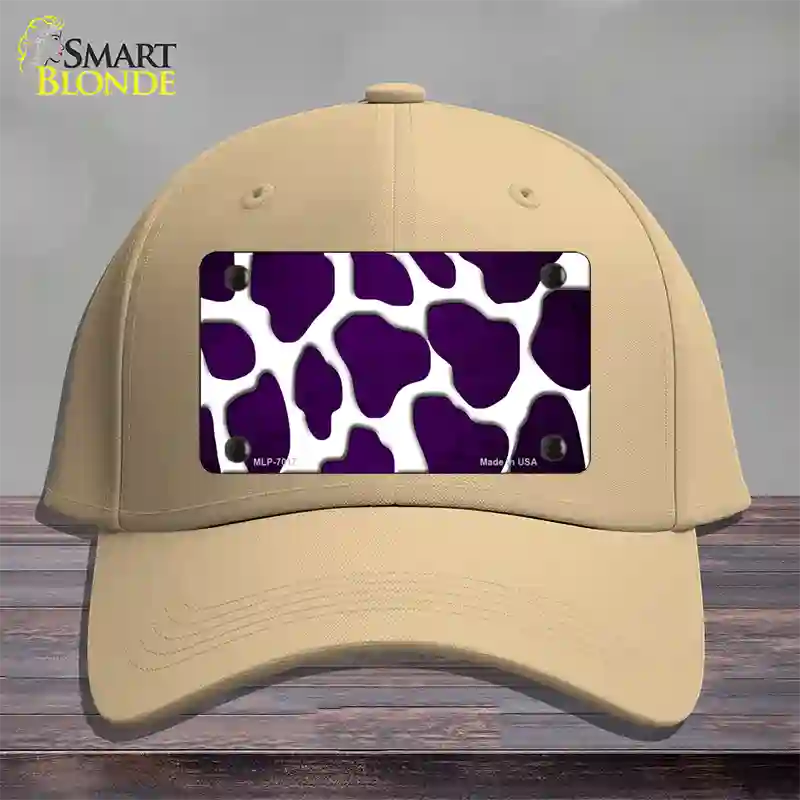 Purple White Giraffe Oil Rubbed Novelty License Plate Hat Cotton / Khaki