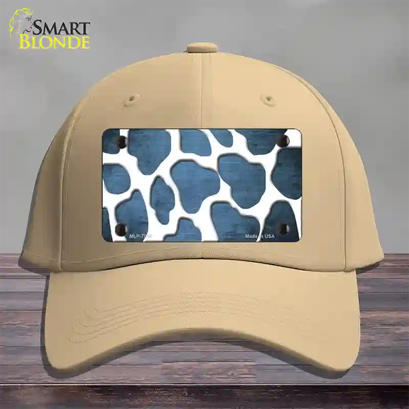 Light Blue White Giraffe Oil Rubbed Novelty License Plate Hat Cotton / Khaki