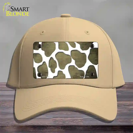 Gold White Giraffe Oil Rubbed Novelty License Plate Hat Cotton / Khaki