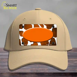 Orange White Oval Giraffe Oil Rubbed Novelty License Plate Hat Cotton / Khaki