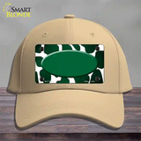 Green White Oval Giraffe Oil Rubbed Novelty License Plate Hat Cotton / Khaki