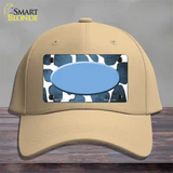 Light Blue White Oval Giraffe Oil Rubbed Novelty License Plate Hat Cotton / Khaki