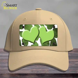 Lime Green White Hearts Giraffe Oil Rubbed Novelty License Plate Hat Cotton / Khaki