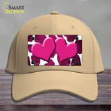 Pink White Hearts Giraffe Oil Rubbed Novelty License Plate Hat Cotton / Khaki