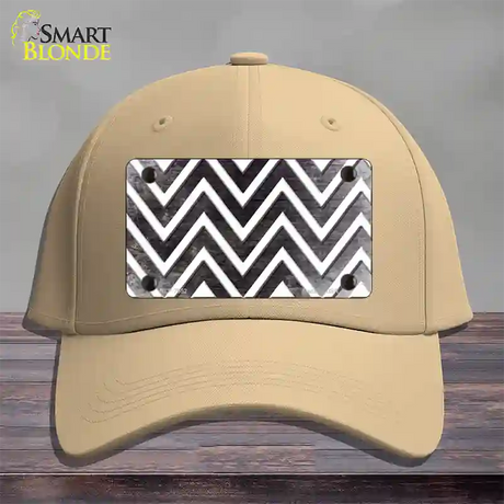 Black White Chevron Oil Rubbed Novelty License Plate Hat Cotton / Khaki