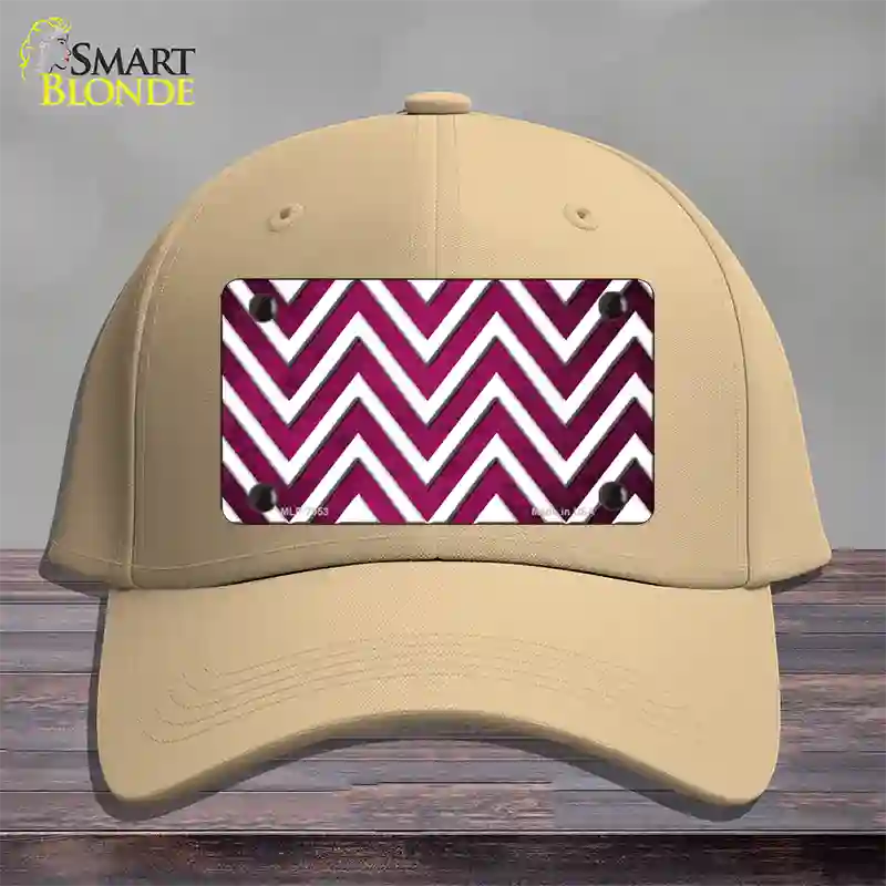 Pink White Chevron Oil Rubbed Novelty License Plate Hat Cotton / Khaki