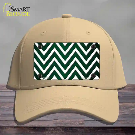 Green White Chevron Oil Rubbed Novelty License Plate Hat Cotton / Khaki