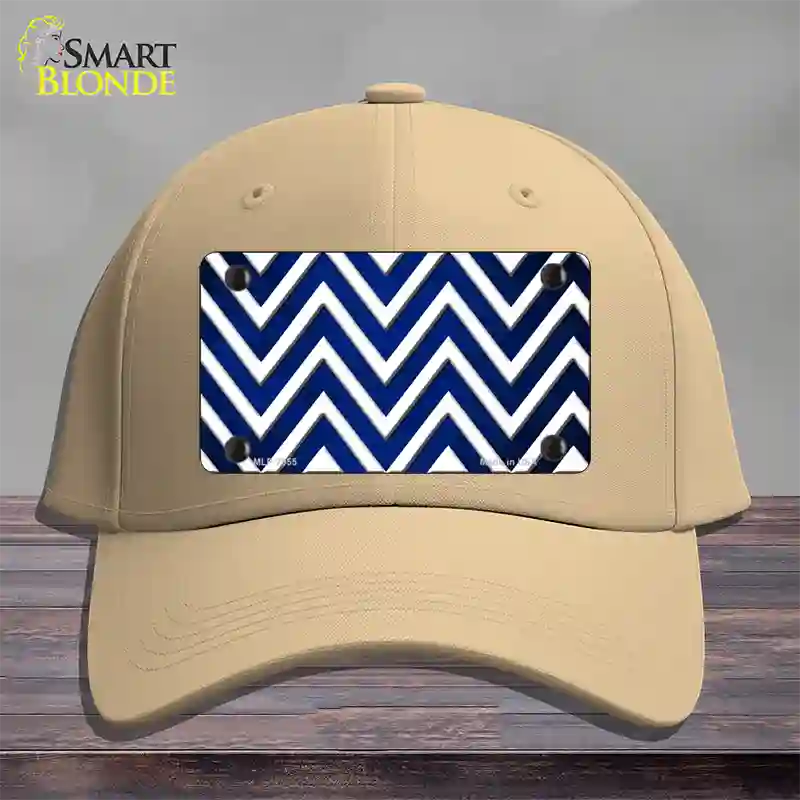 Blue White Chevron Oil Rubbed Novelty License Plate Hat Cotton / Khaki