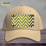 Yellow White Chevron Oil Rubbed Novelty License Plate Hat Cotton / Khaki