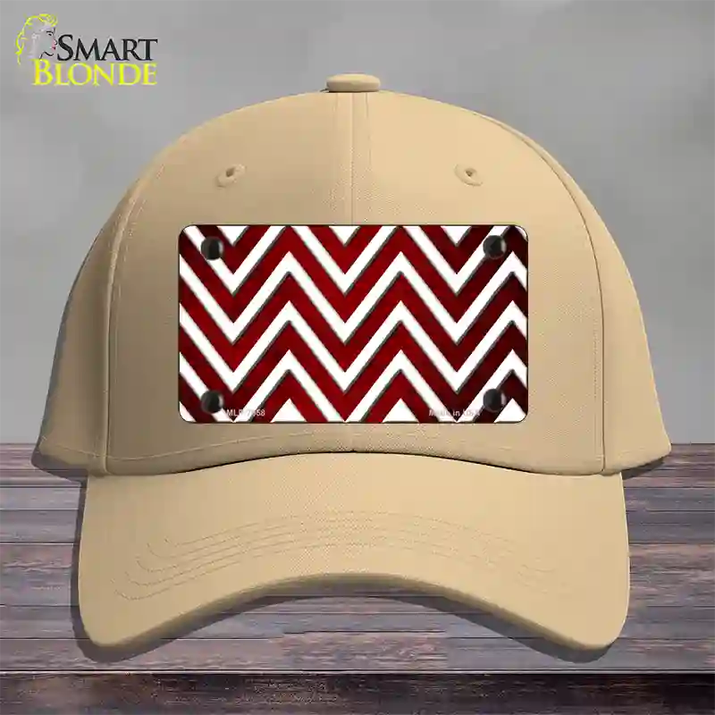 Red White Chevron Oil Rubbed Novelty License Plate Hat Cotton / Khaki